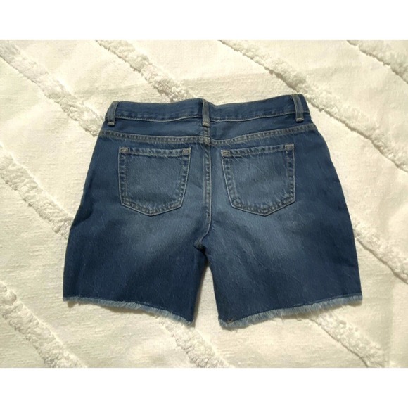 The Childrens Place Girls Raw Hem Denim Midi Shorts Size 8 Plus Long Blue - Picture 2 of 3